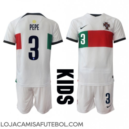 Camisa de Futebol Portugal Pepe #3 Equipamento Secundário Infantil Mundo 2022 Manga Curta (+ Calças curtas)